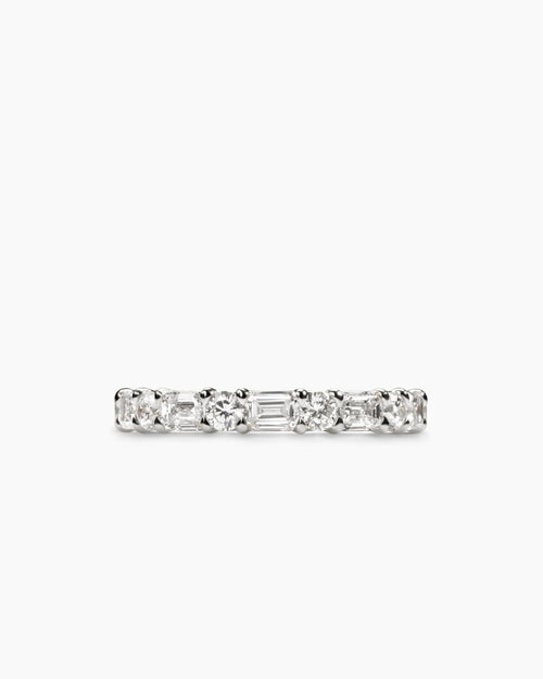 Womens DY Infinity Alternating Band Ring in Platinum with Diamonds, 3.3mm