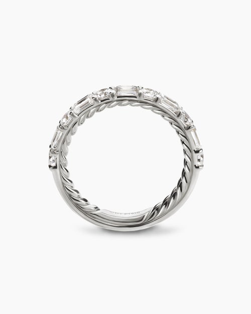 Womens DY Infinity Alternating Band Ring in Platinum with Diamonds, 3.3mm