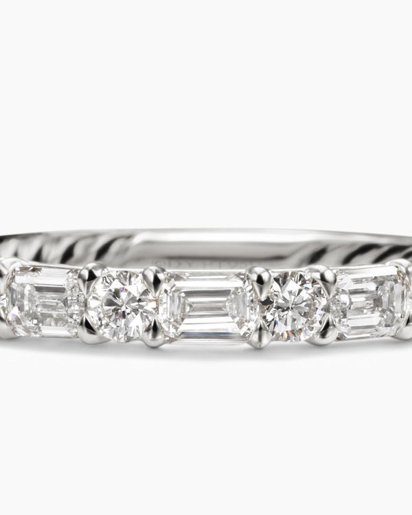DY Infinity Alternating Band Ring in Platinum with Diamonds, 3.3mm