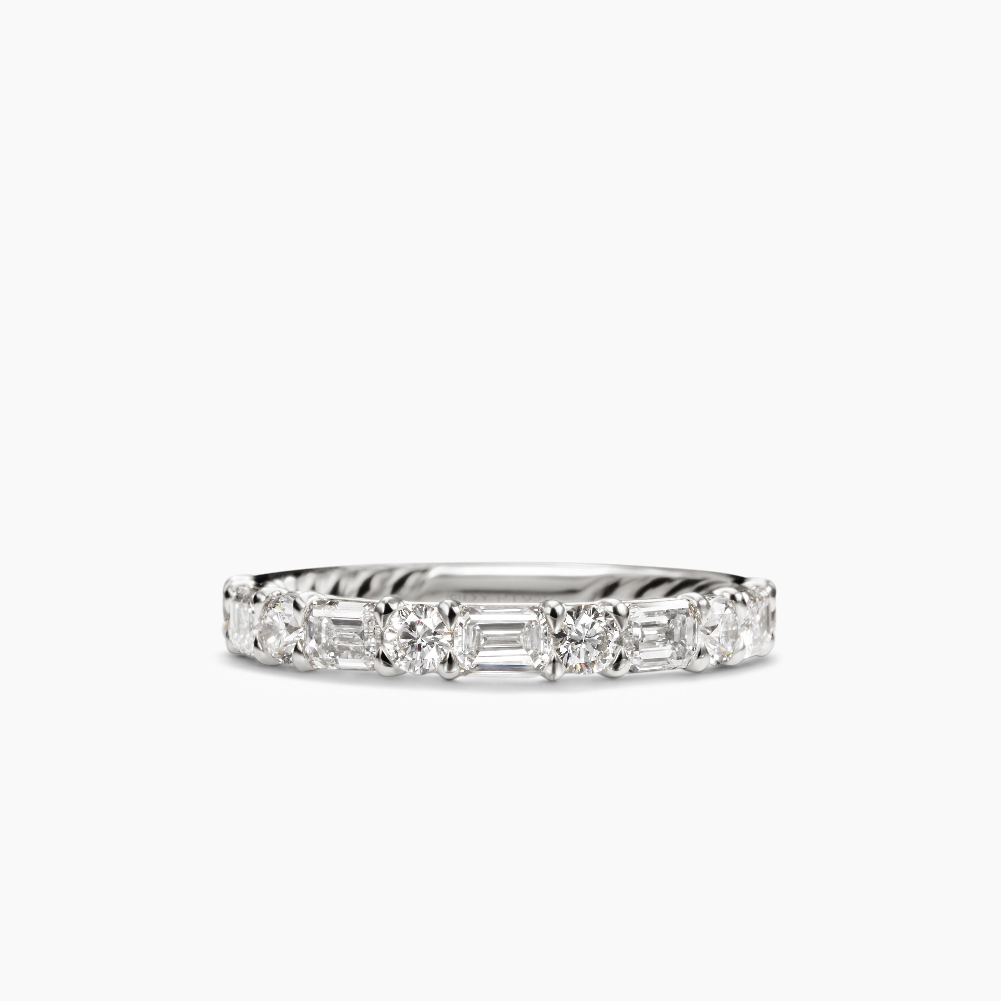 Womens DY Infinity Alternating Diamond Band Ring in Platinum, 3.3mm