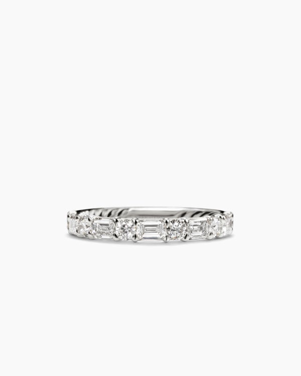 DY Infinity Alternating Band Ring in Platinum with Diamonds, 3.3mm