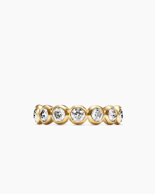 Womens DY Infinity Band Ring in 18K Yellow Gold with Round Diamonds, 4.8mm