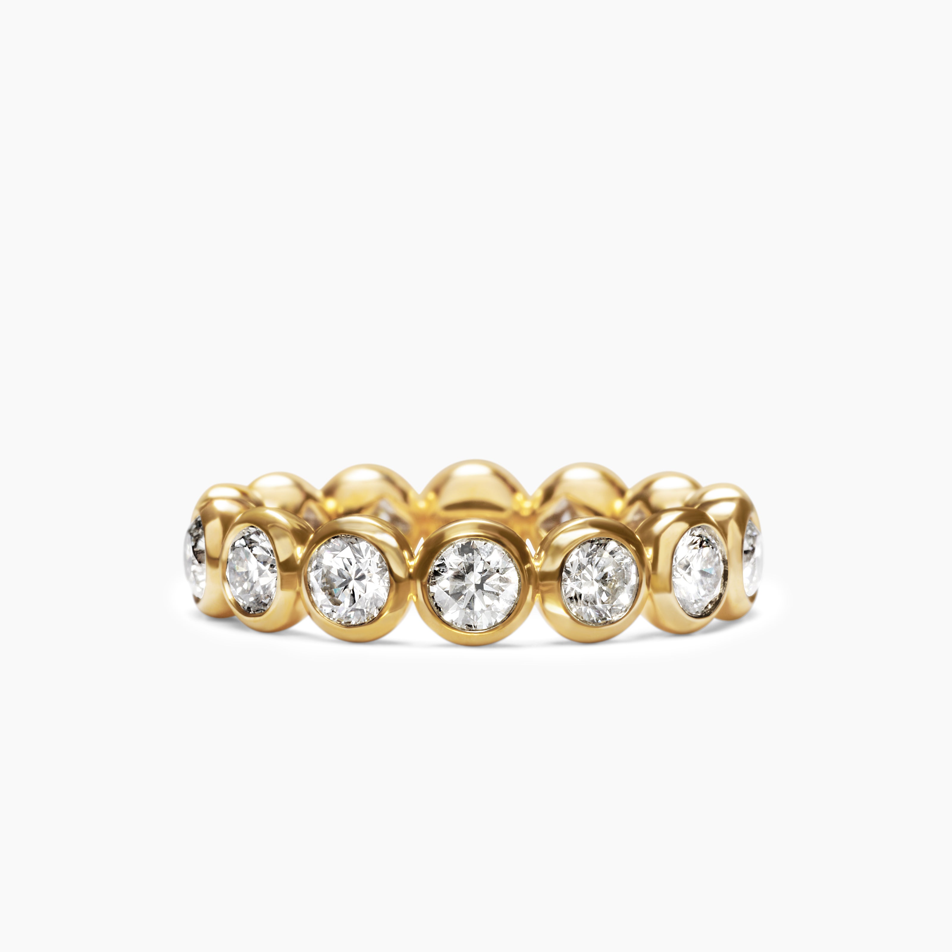 Womens DY Infinity Band Ring in 18K Yellow Gold with Round Diamonds, 4.8mm