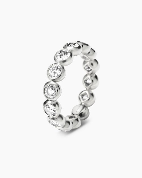 Womens DY Infinity Band Ring in Platinum with Round Diamonds, 4.8mm