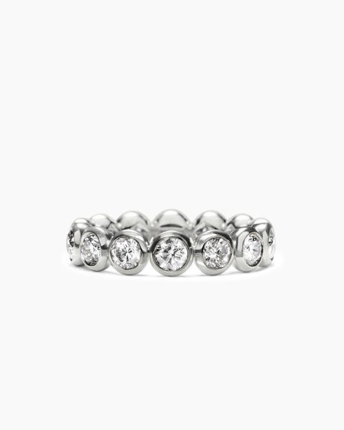 Womens DY Infinity Band Ring in Platinum with Round Diamonds, 4.8mm