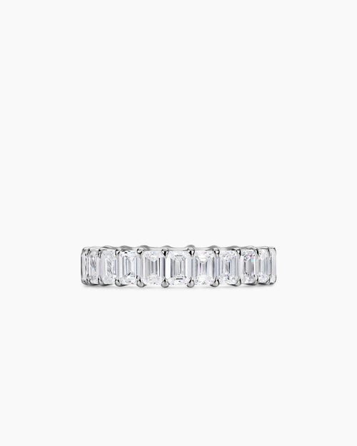 Womens Emerald Cut Band Ring in Platinum with Diamonds, 4.2mm