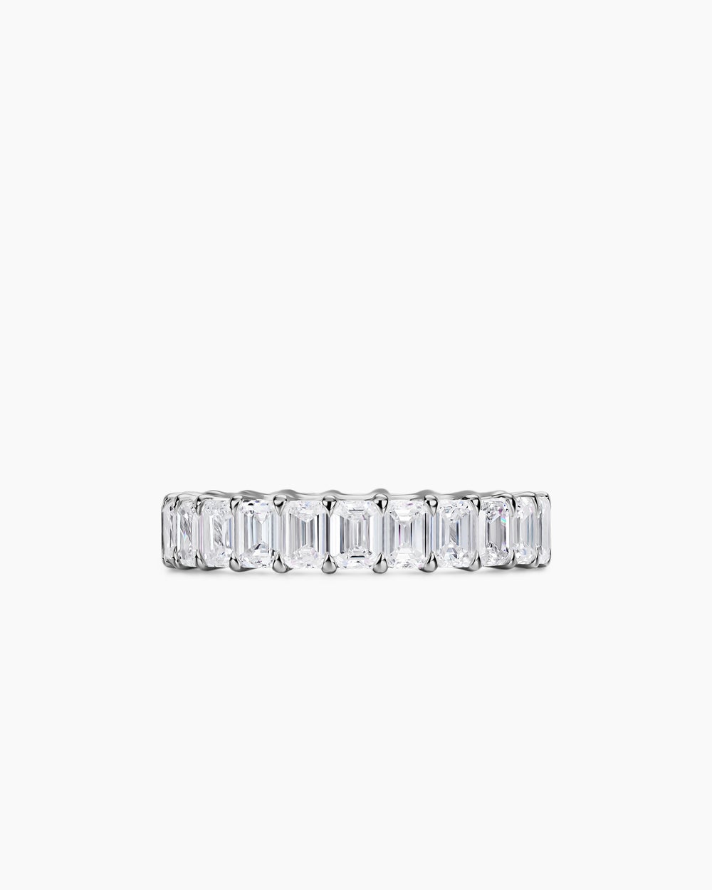 Womens Emerald Cut Band Ring in Platinum with Diamonds, 4.2mm
