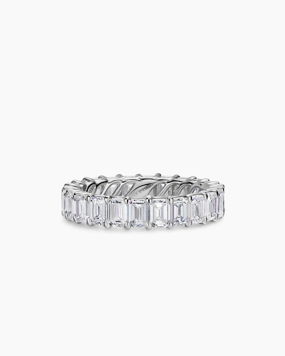 Womens Emerald Cut Band Ring in Platinum with Diamonds, 4.2mm