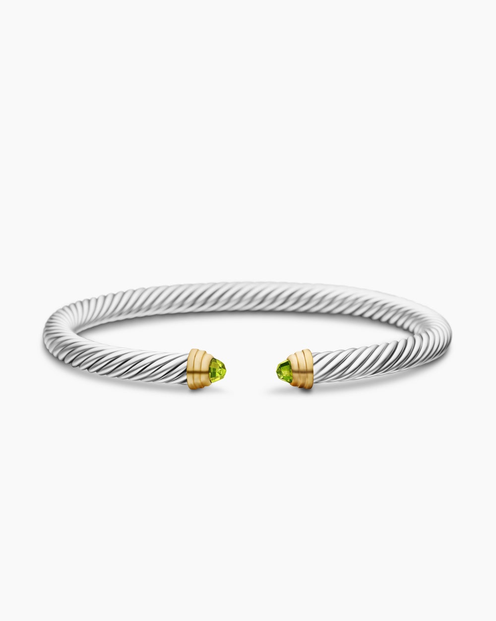 Womens Classic Cable Bracelet in Sterling Silver with 14K Yellow Gold, 5mm