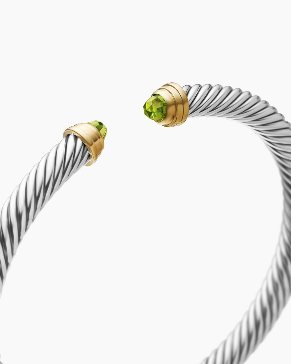 Womens Classic Cable Bracelet in Sterling Silver with 14K Yellow Gold, 5mm
