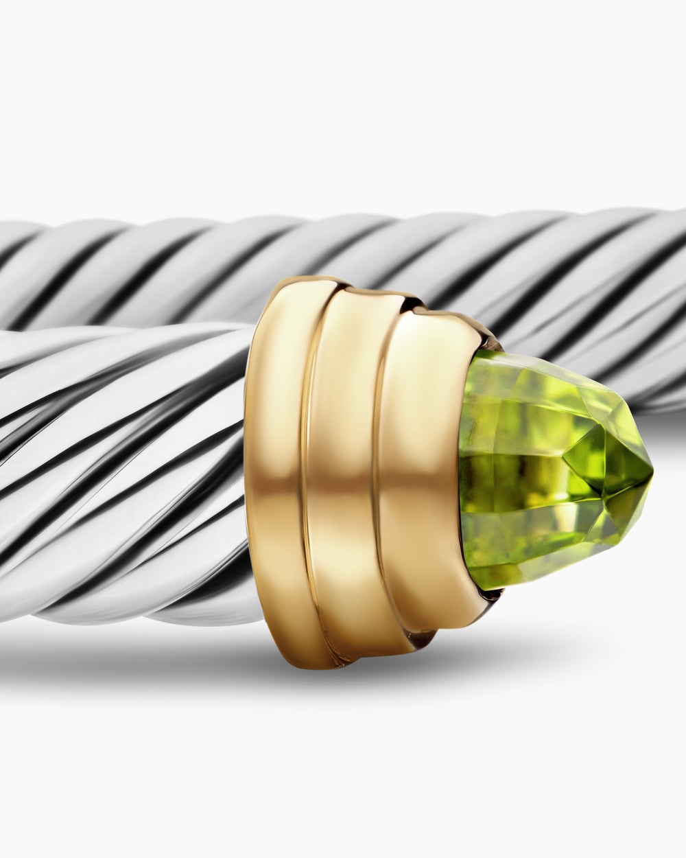 Womens Classic Cable Bracelet in Sterling Silver with 14K Yellow Gold, 5mm