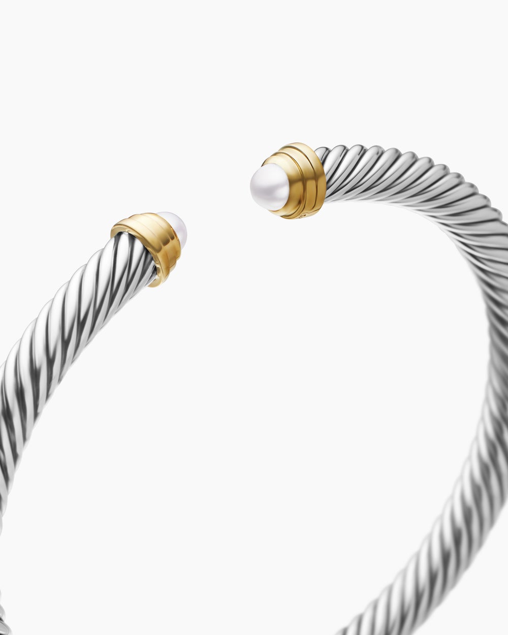 Womens Classic Cable Bracelet in Sterling Silver with 14K Yellow Gold, 5mm
