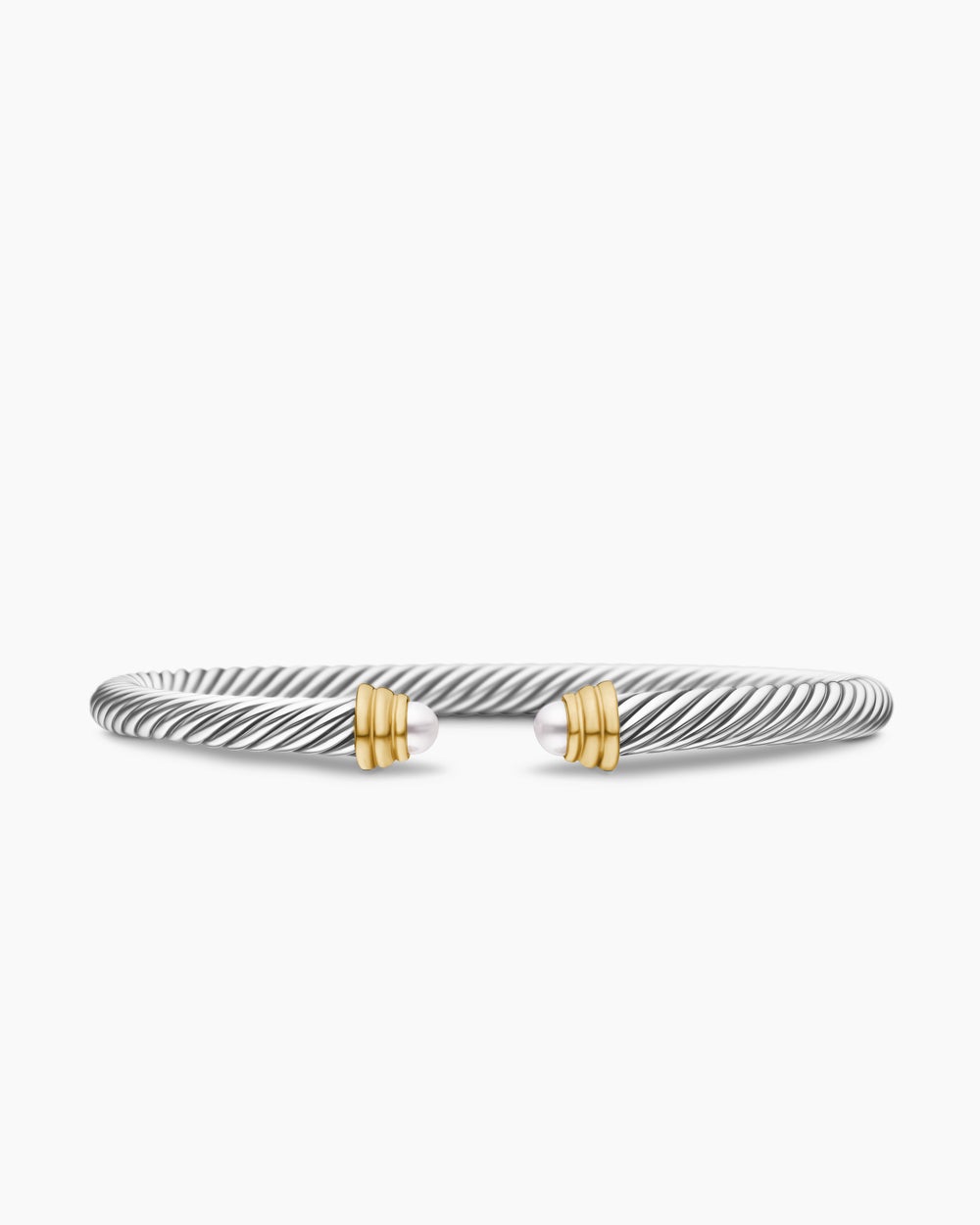Womens Classic Cable Bracelet in Sterling Silver with 14K Yellow Gold, 5mm