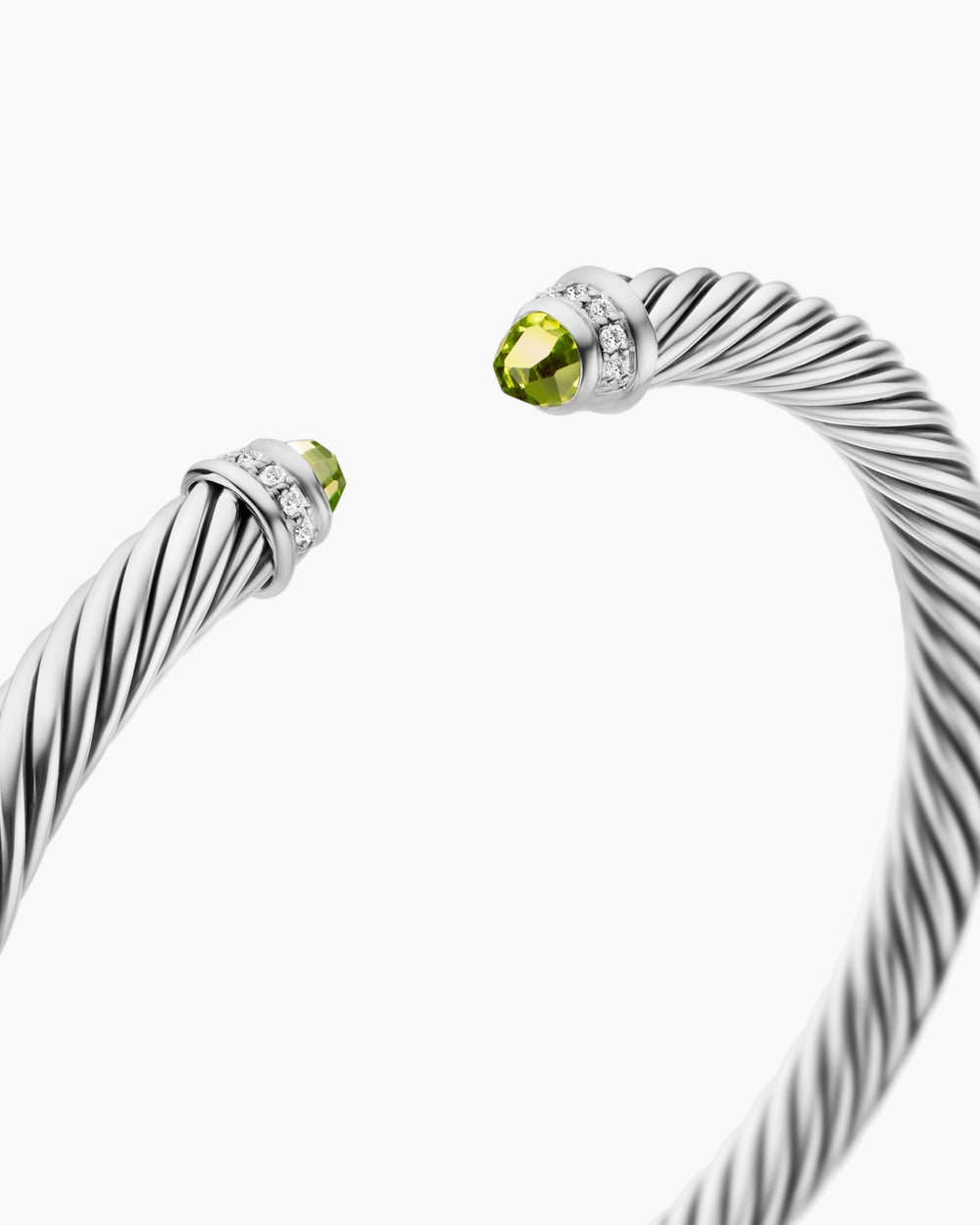 Womens Classic Cable Bracelet in Sterling Silver with Diamonds, 5mm