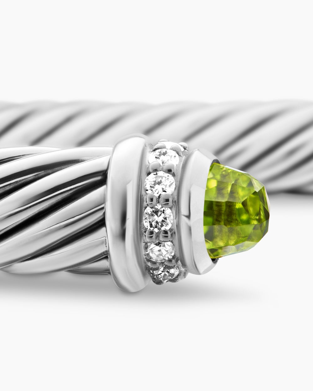 Womens Classic Cable Bracelet in Sterling Silver with Diamonds, 5mm