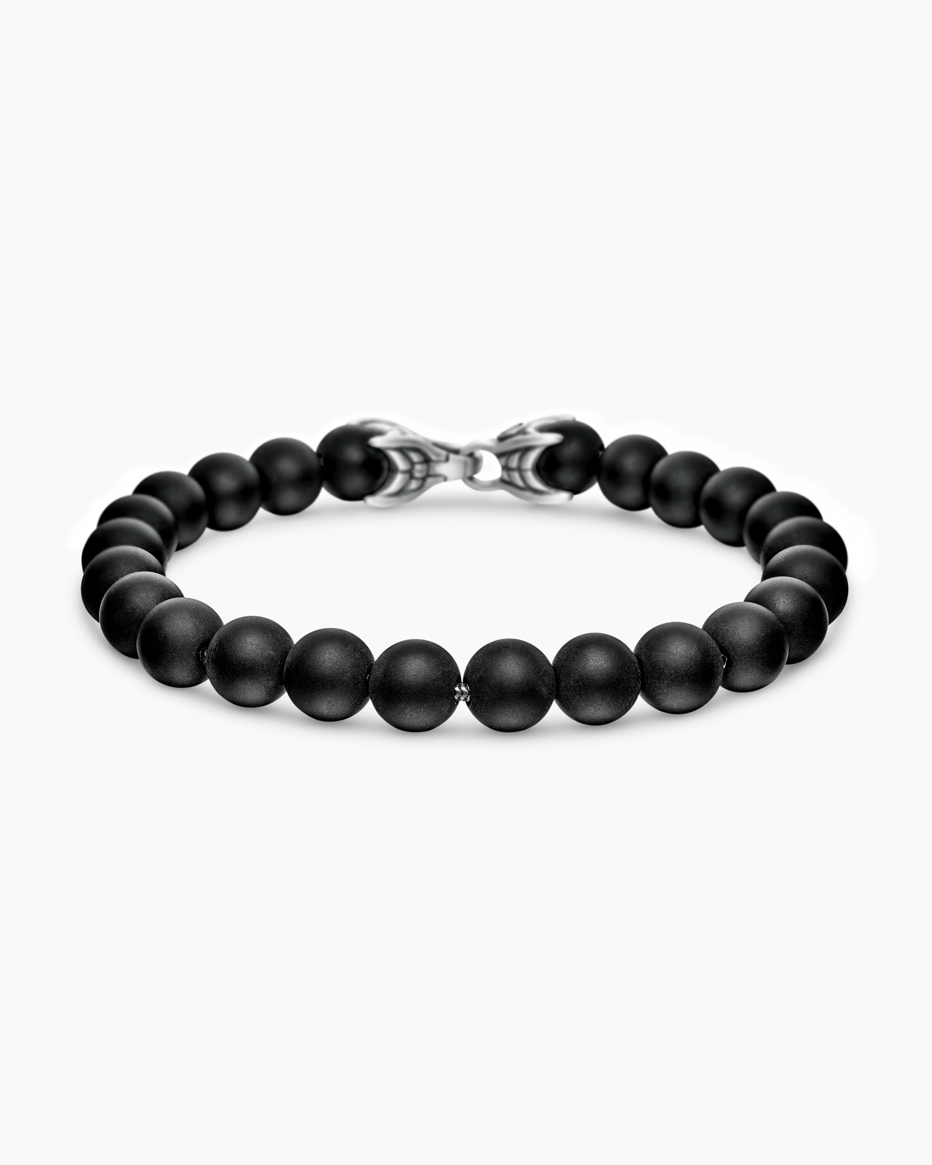Bracelet Spiritual Beads en argent massif avec onyx noir, 8 mm homme 