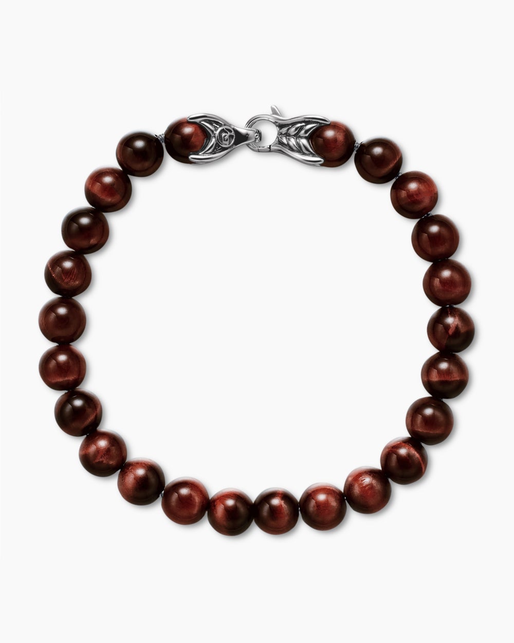 Mens Spiritual Beads Bracelet in Sterling Silver, 8mm