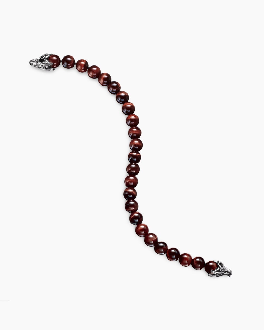Mens Spiritual Beads Bracelet in Sterling Silver, 8mm