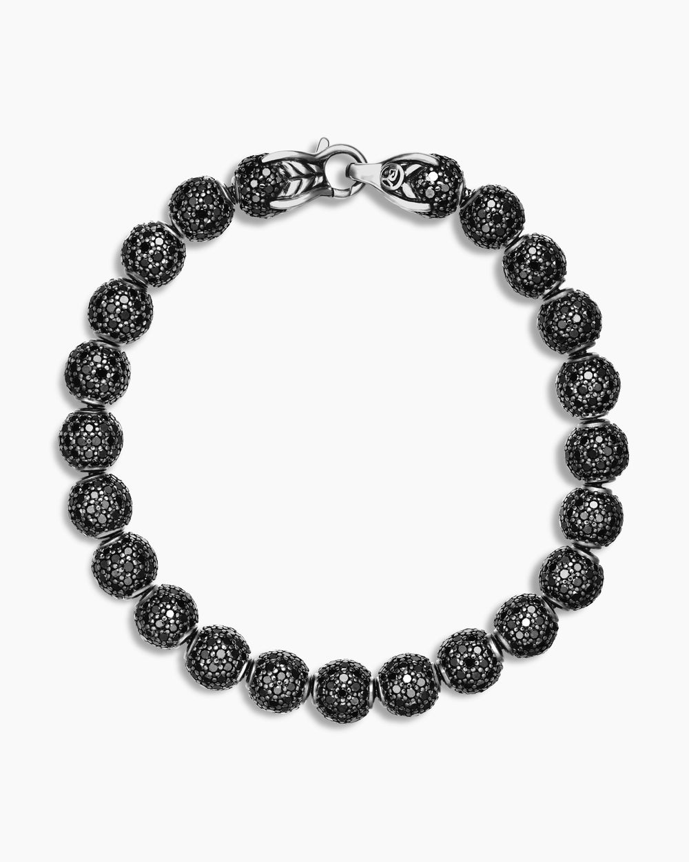 Mens Spiritual Beads Bracelet in Sterling Silver with Pavé, 8mm