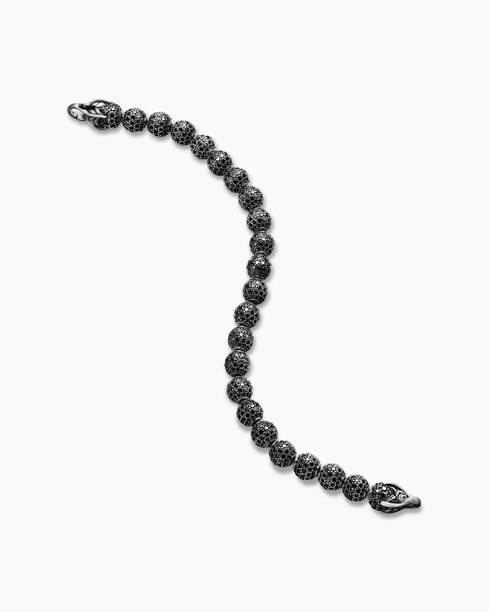 Mens Spiritual Beads Bracelet in Sterling Silver with Pavé, 8mm