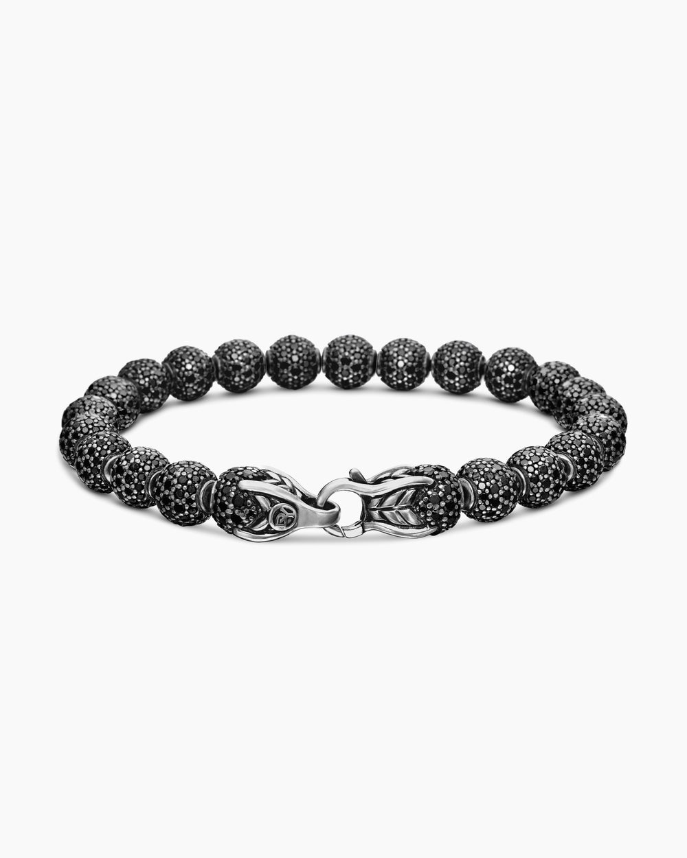 Mens Spiritual Beads Bracelet in Sterling Silver with Pavé, 8mm