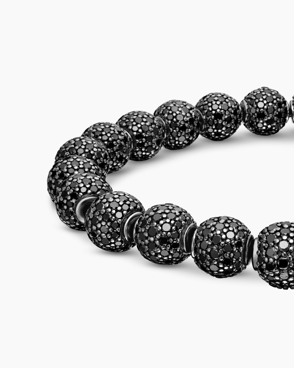 Mens Spiritual Beads Bracelet in Sterling Silver with Pavé, 8mm
