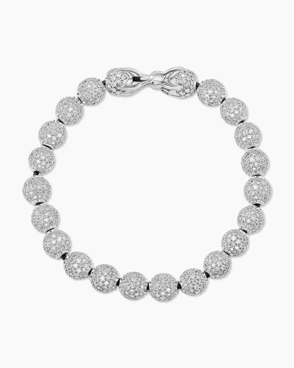 Mens Spiritual Beads Bracelet in Sterling Silver with Pavé, 8mm