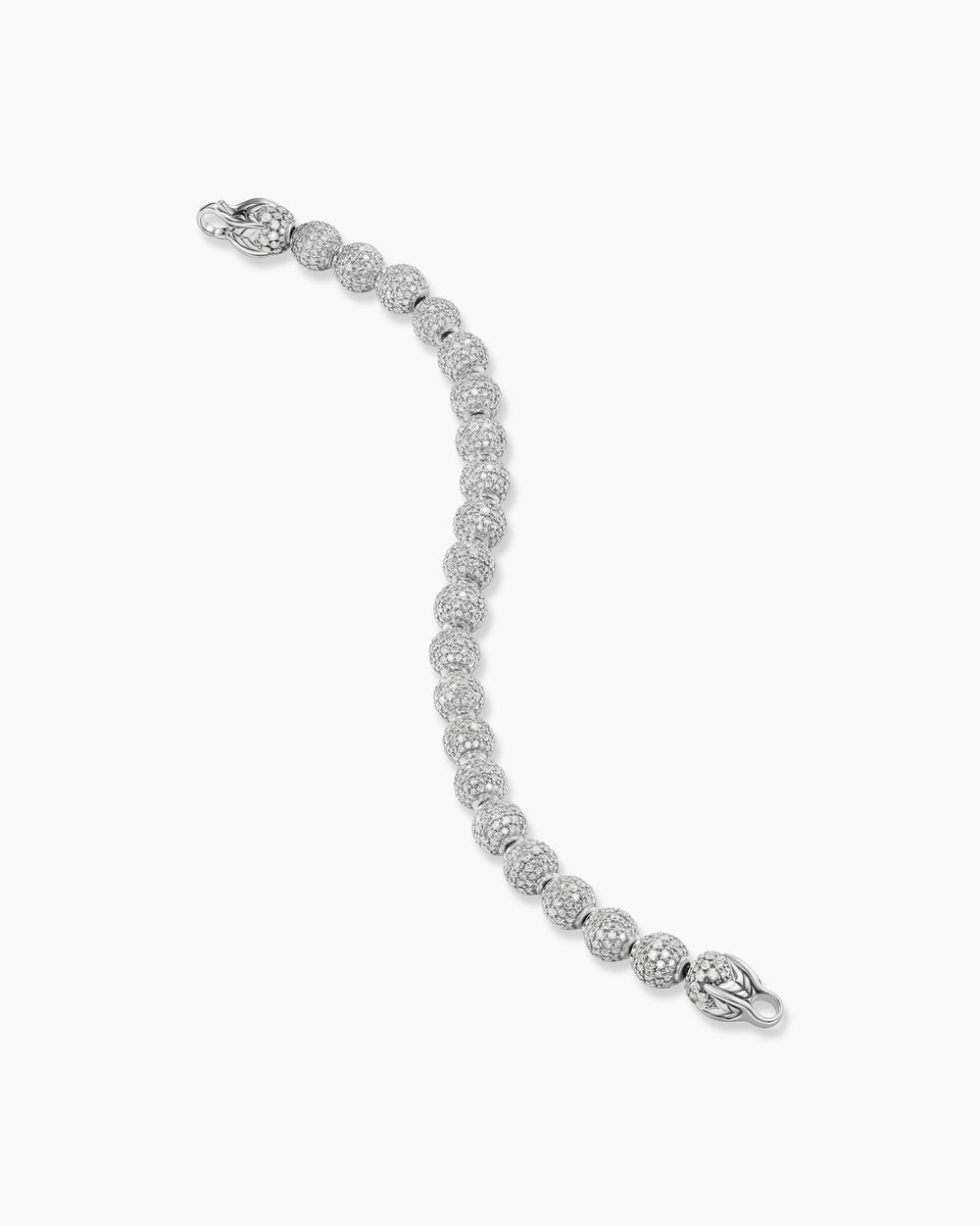 Mens Spiritual Beads Bracelet in Sterling Silver with Pavé, 8mm