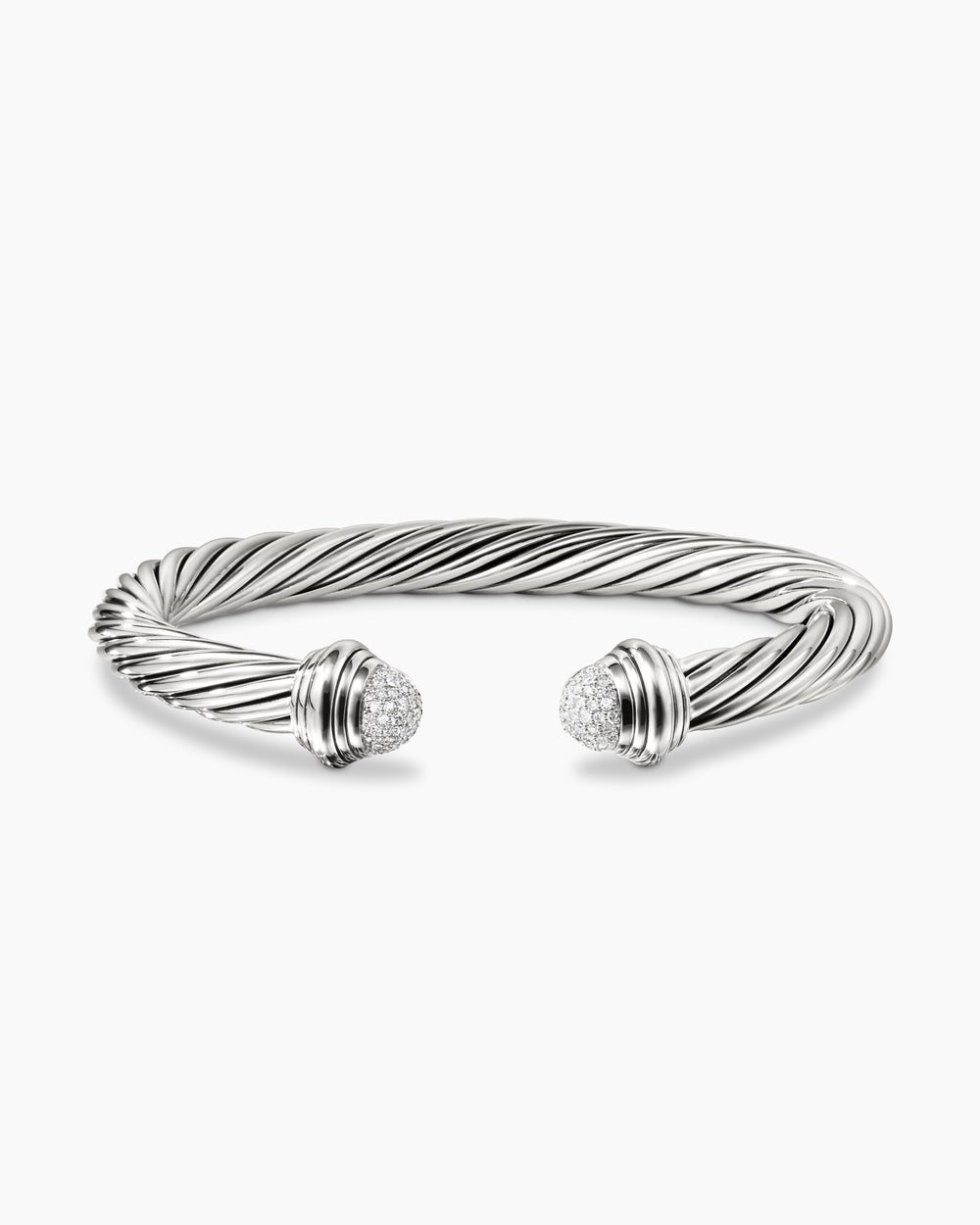 Bracelet Classic Cable en argent sterling avec dômes en pavé, 7 mm pour femmes
