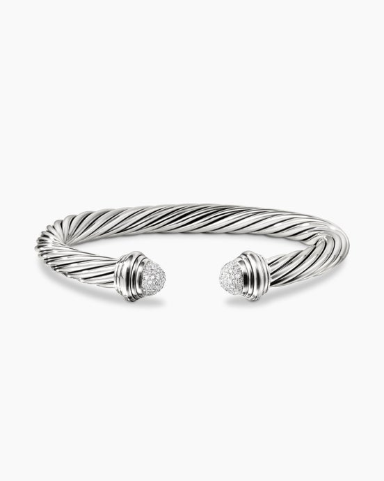 Cable Classics Bracelet with Pavé Diamond Domes