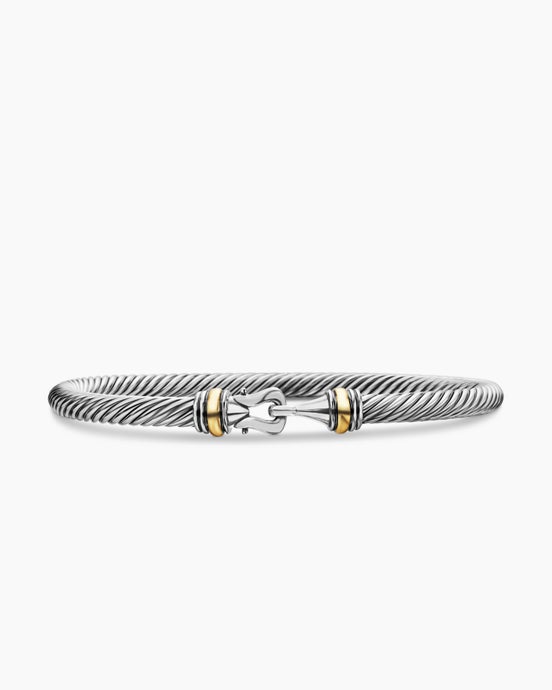 Buckle Classic Cable Bracelet in Sterling Silver with 18ct Yellow Gold, 4mm