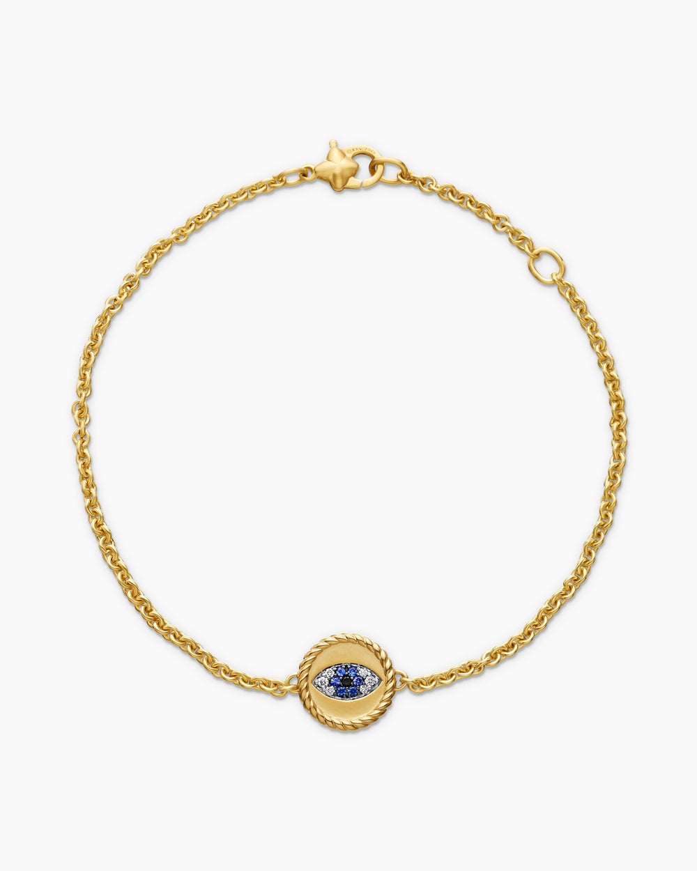 Womens Cable Collectibles® Evil Eye Bracelet in 18K Yellow Gold with Pavé Blue Sapphires and Diamonds, 2mm