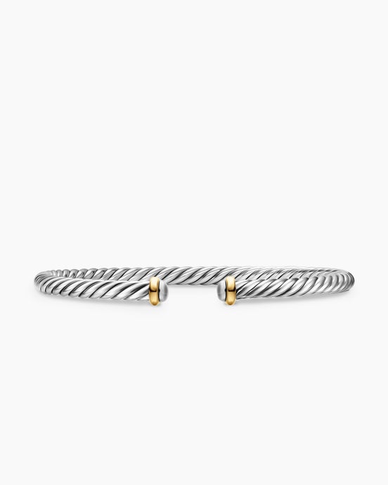 Cable Flex® Bracelet in Sterling Silver with 14K Yellow Gold, 4mm