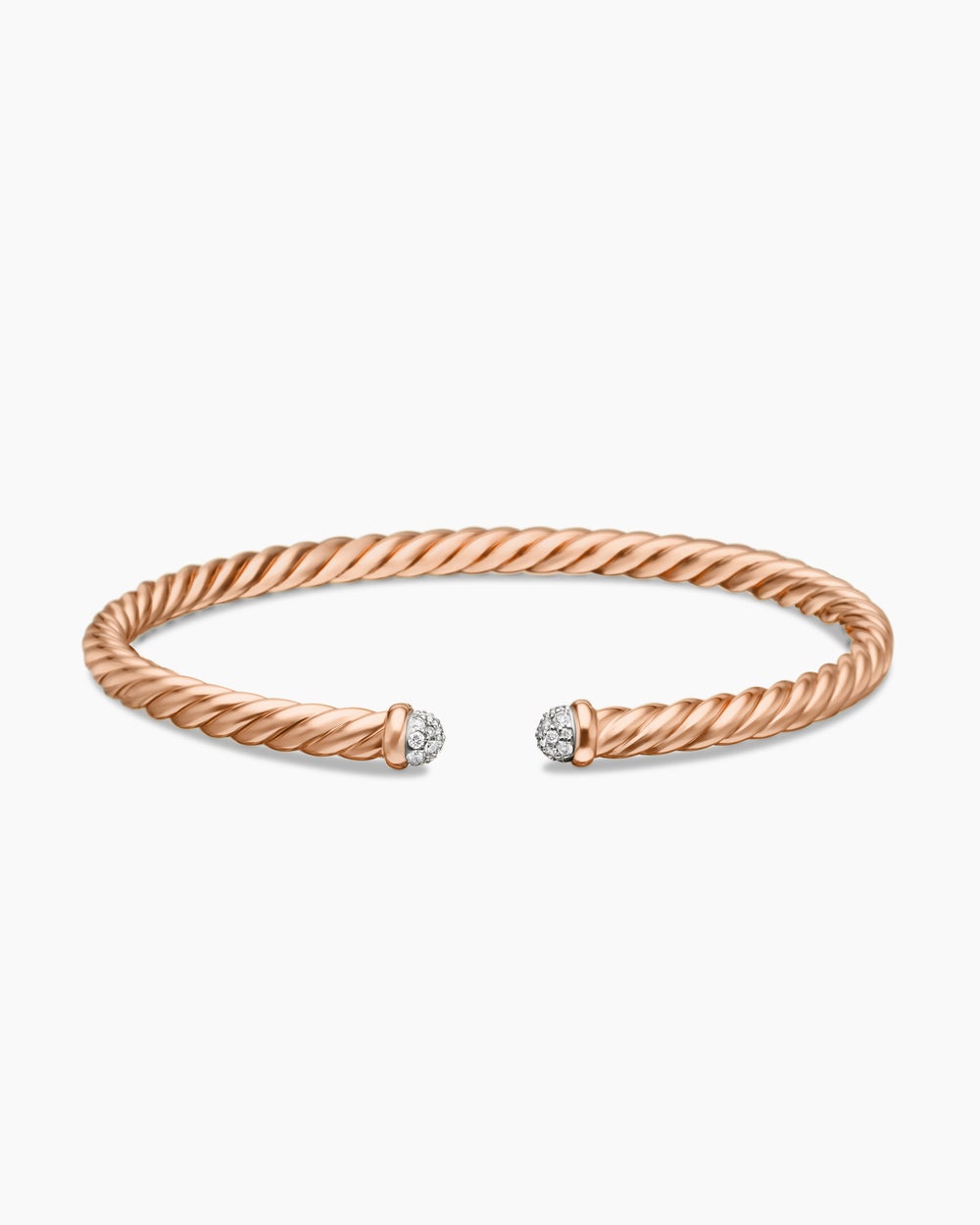Womens Cablespira Flex Bracelet in 18K Rose Gold with Diamonds, 4mm