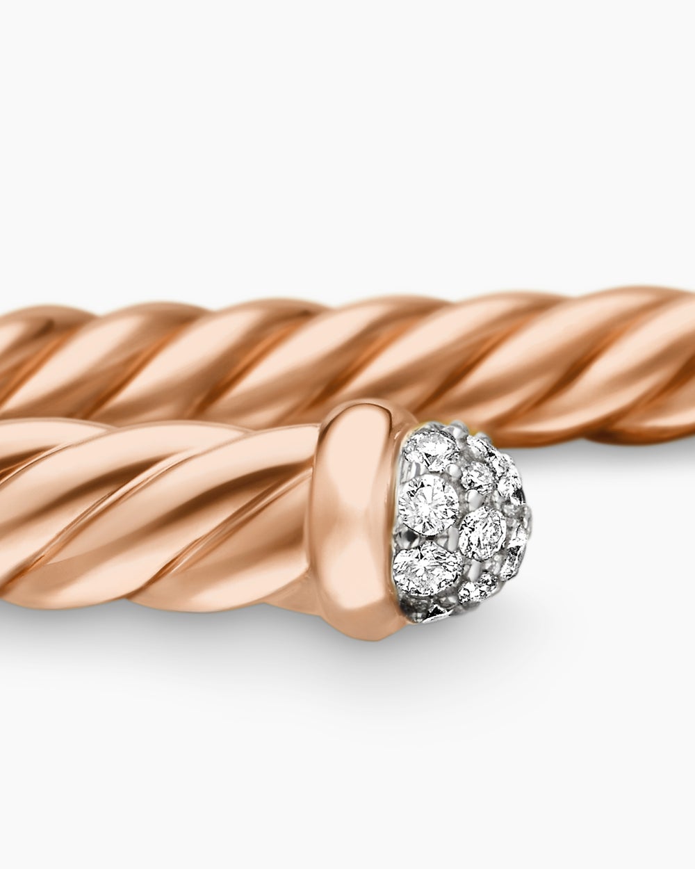 Womens Cablespira Flex Bracelet in 18K Rose Gold with Diamonds, 4mm
