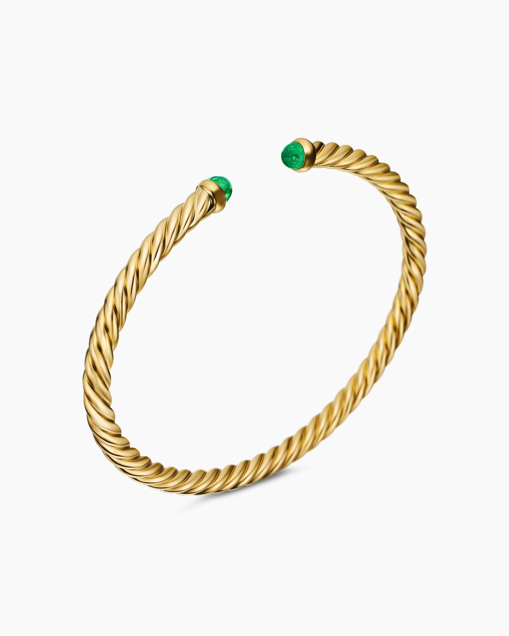 Womens Cablespira® Flex Bracelet in 18K Yellow Gold with Emeralds, 4mm