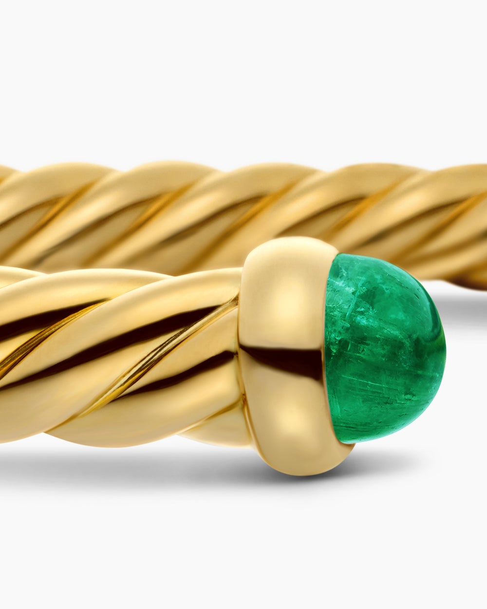 Womens Cablespira® Flex Bracelet in 18K Yellow Gold with Emeralds, 4mm