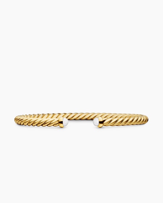 Cablespira® Flex Bracelet in 18K Yellow Gold with Pearls, 4mm