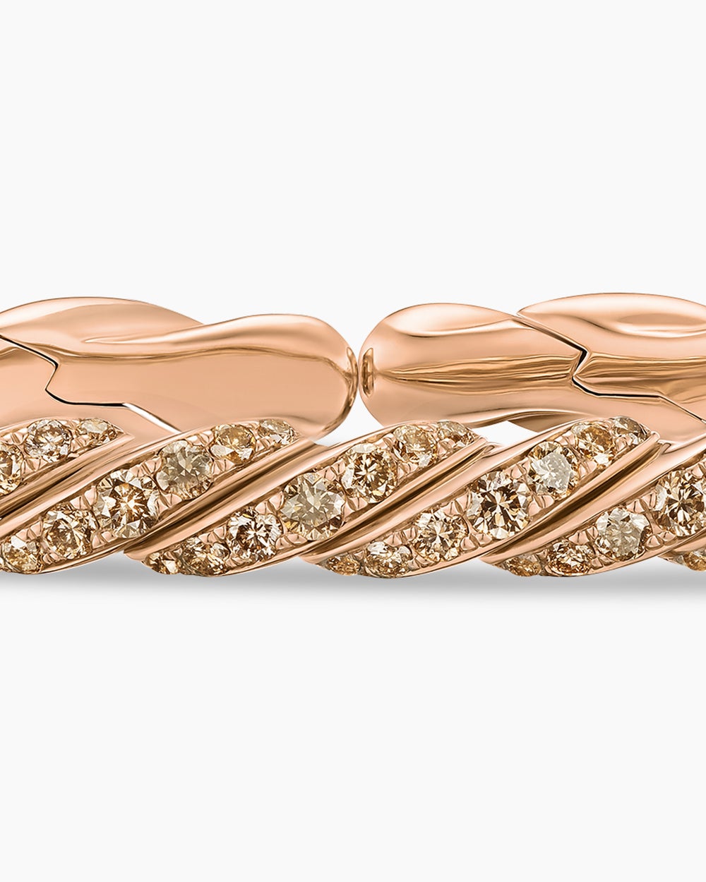 Womens Sculpted Cable Flex Bracelet in 18K Rose Gold with Diamonds, 5mm