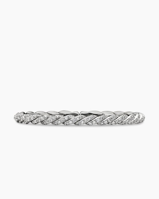 Sculpted Cable Flex® Bracelet in 18K White Gold with Diamonds, 5mm