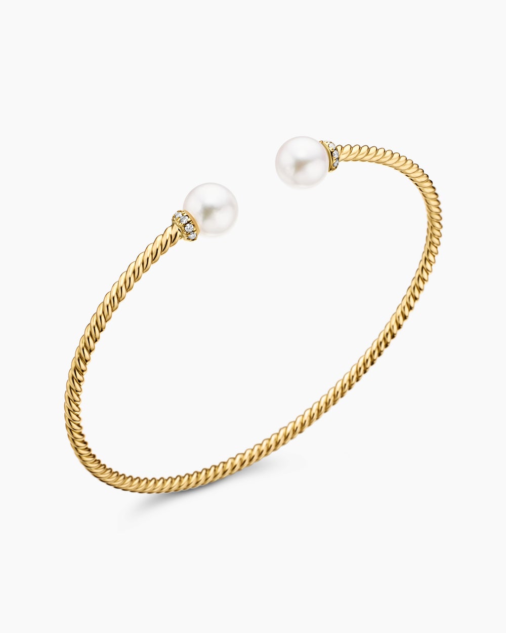 Womens Solari Cablespira Flex Bracelet in 18K Yellow Gold with Diamonds, 2.3mm