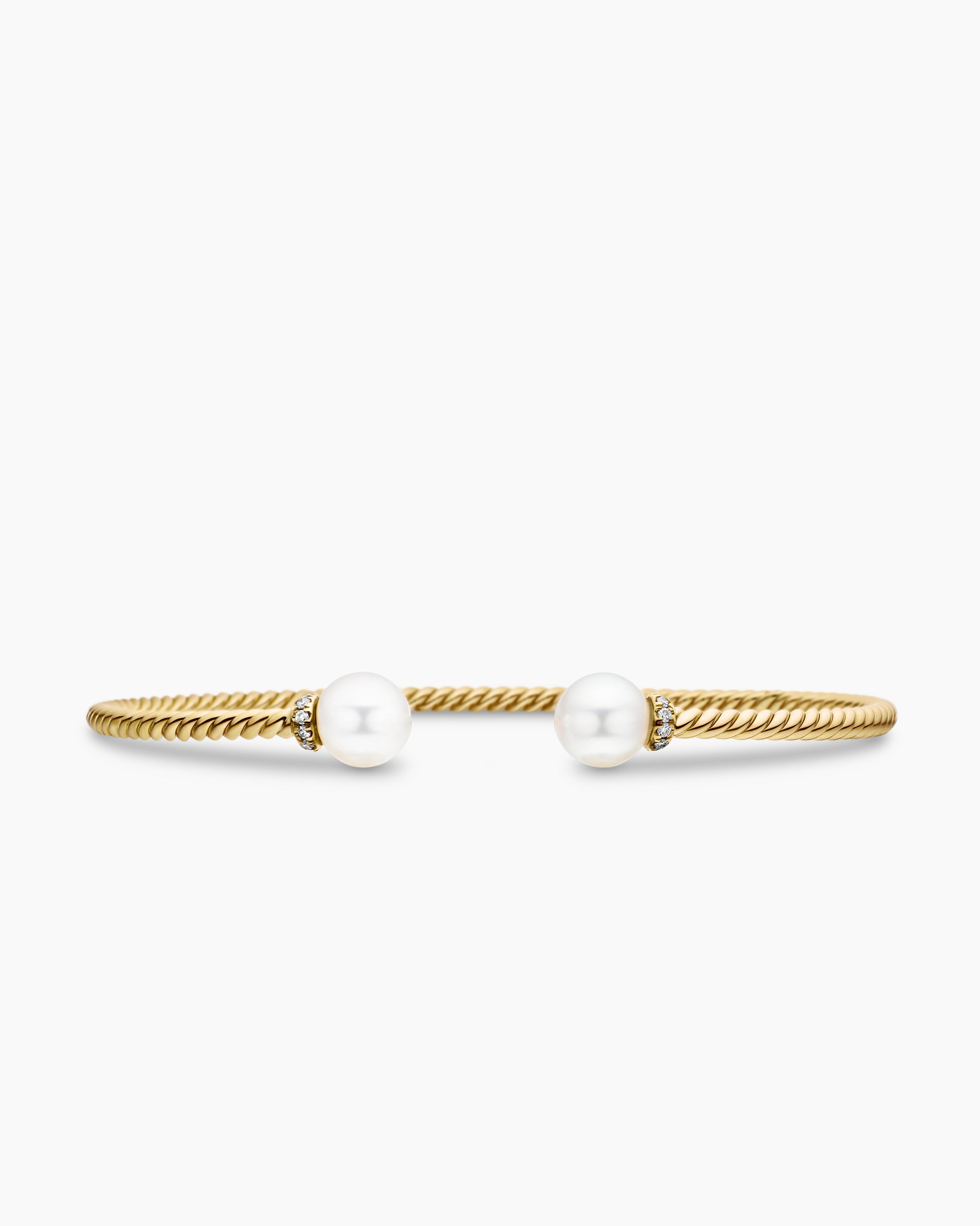 Womens Solari Cablespira Flex Bracelet in 18K Yellow Gold with Diamonds, 2.3mm