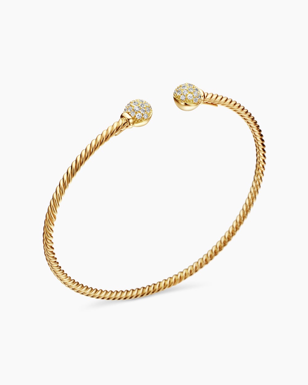Womens Solari Cablespira® Flex Bracelet in 18K Yellow Gold with Diamonds, 2.3mm