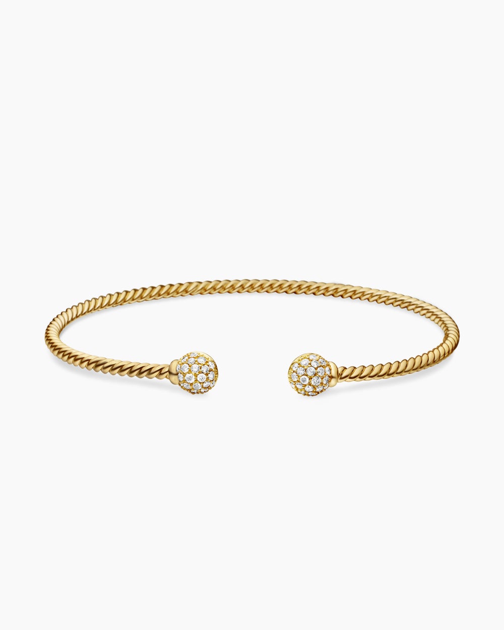 Womens Solari Cablespira® Flex Bracelet in 18K Yellow Gold with Diamonds, 2.3mm