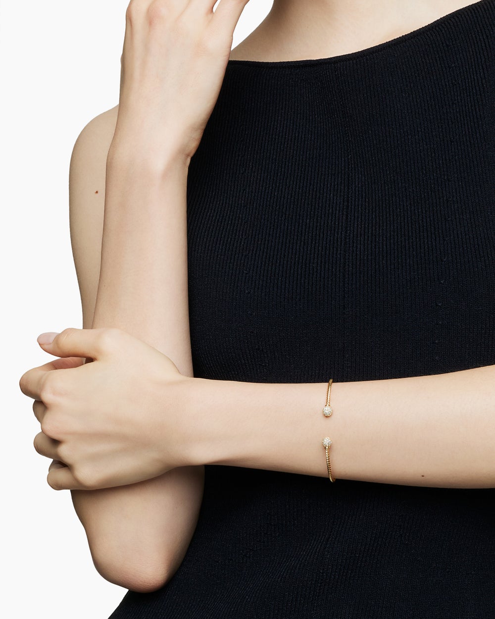 Womens Solari Cablespira® Flex Bracelet in 18K Yellow Gold with Diamonds, 2.3mm
