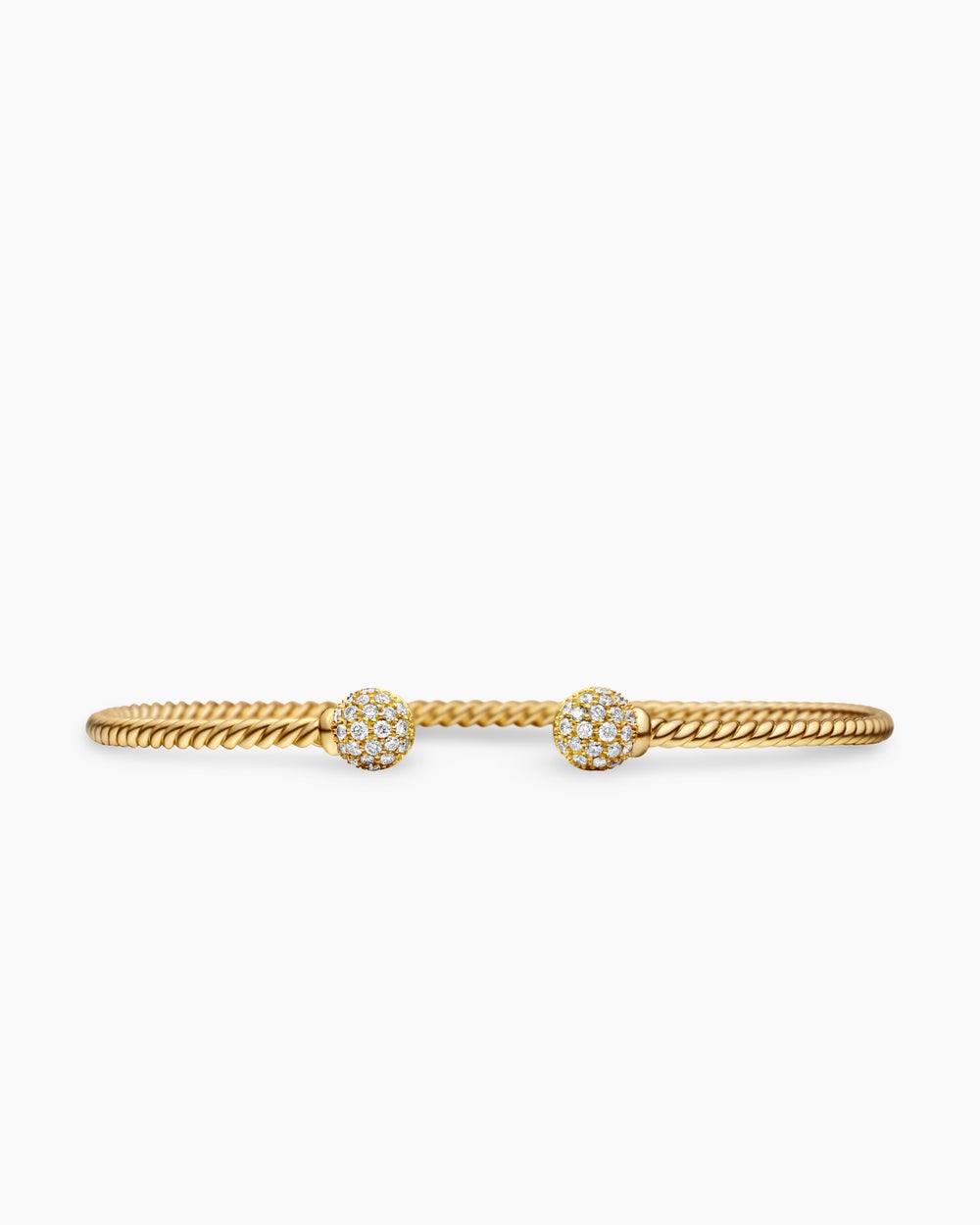 Womens Solari Cablespira® Flex Bracelet in 18K Yellow Gold with Diamonds, 2.3mm