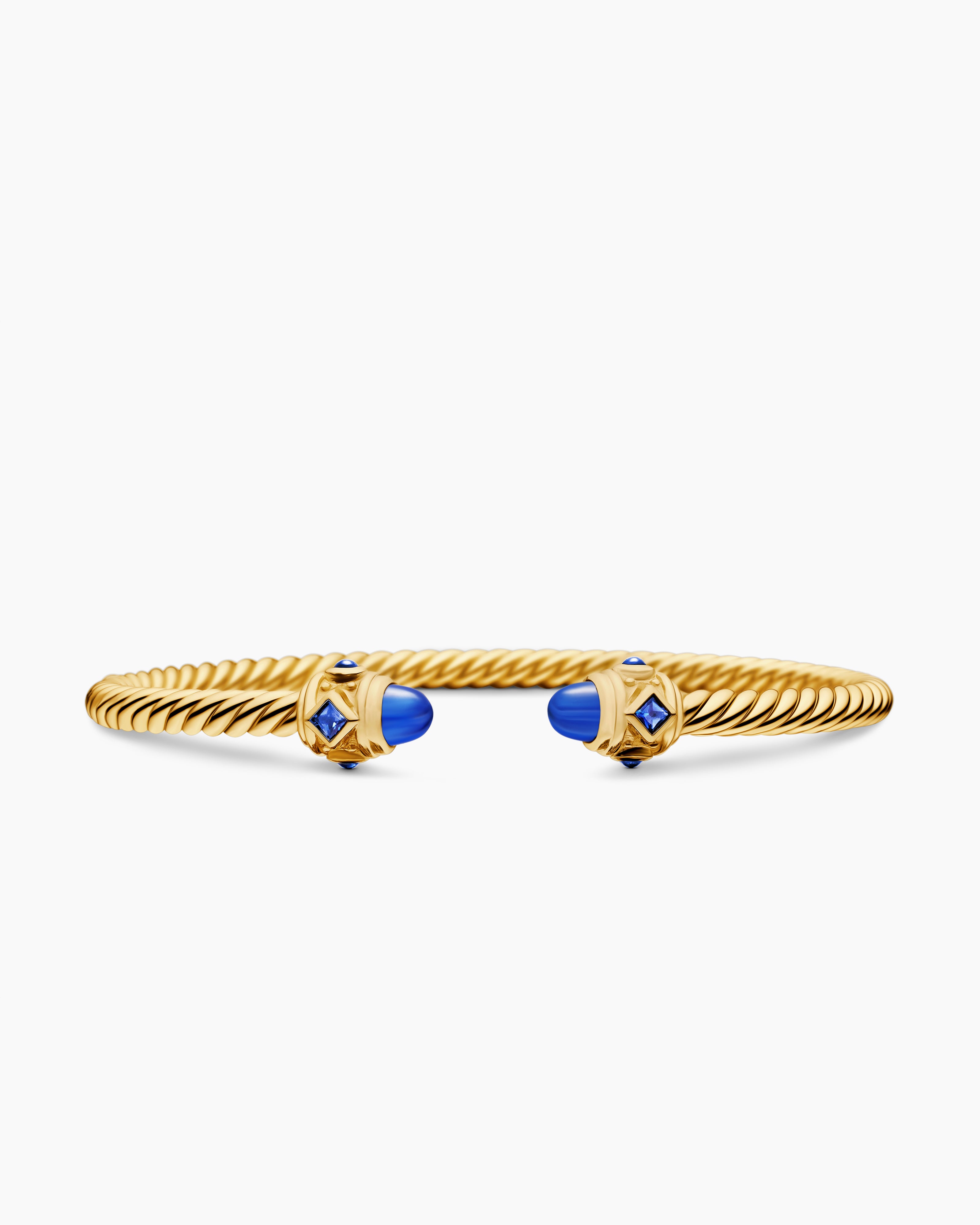Womens Renaissance&reg; Cablespira&reg; Flex Bracelet in 18K Yellow Gold with Blue Sapphires, 3.5mm