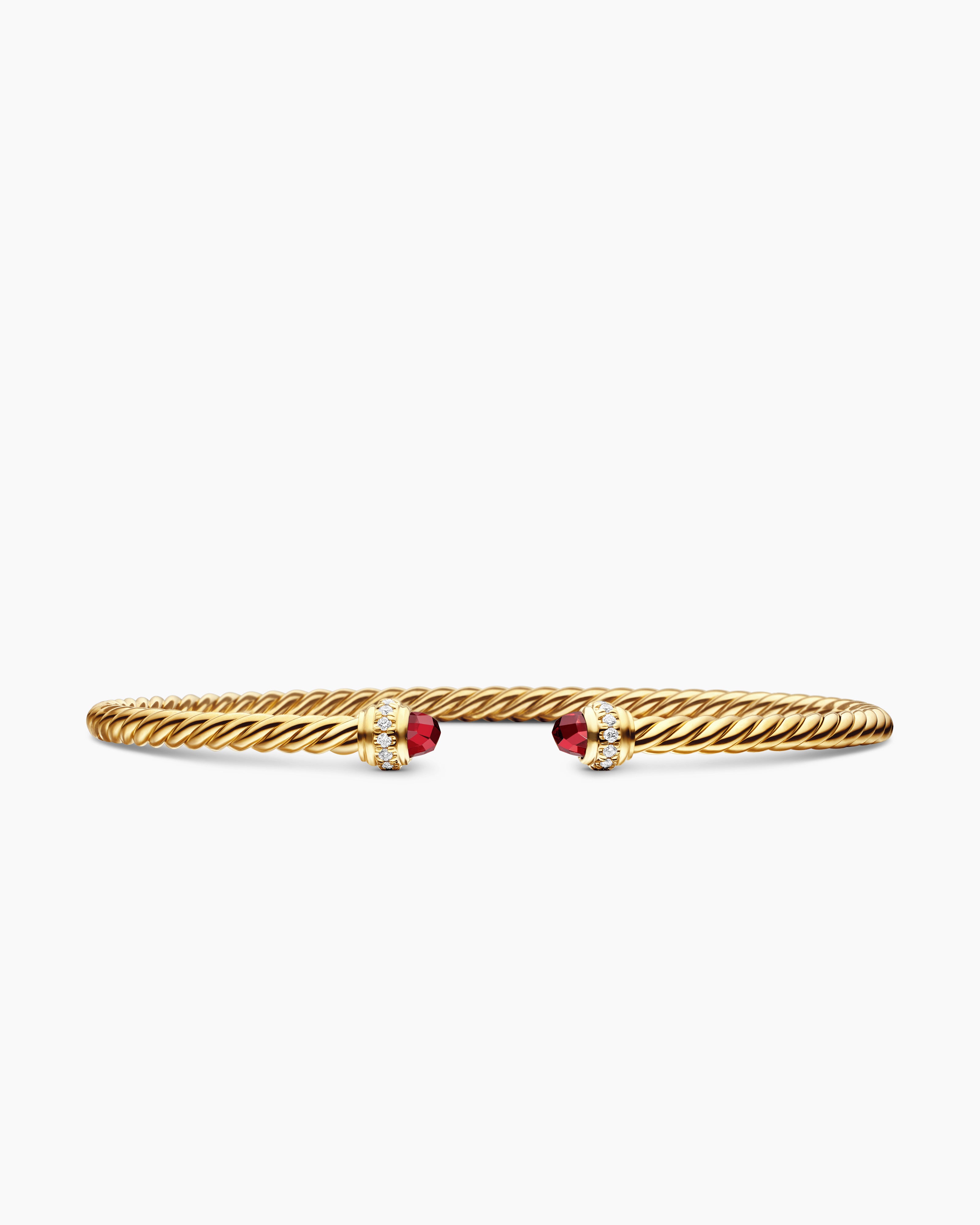 Womens Classic Cablespira Flex Bracelet in 18K Yellow Gold with Diamonds, 3mm