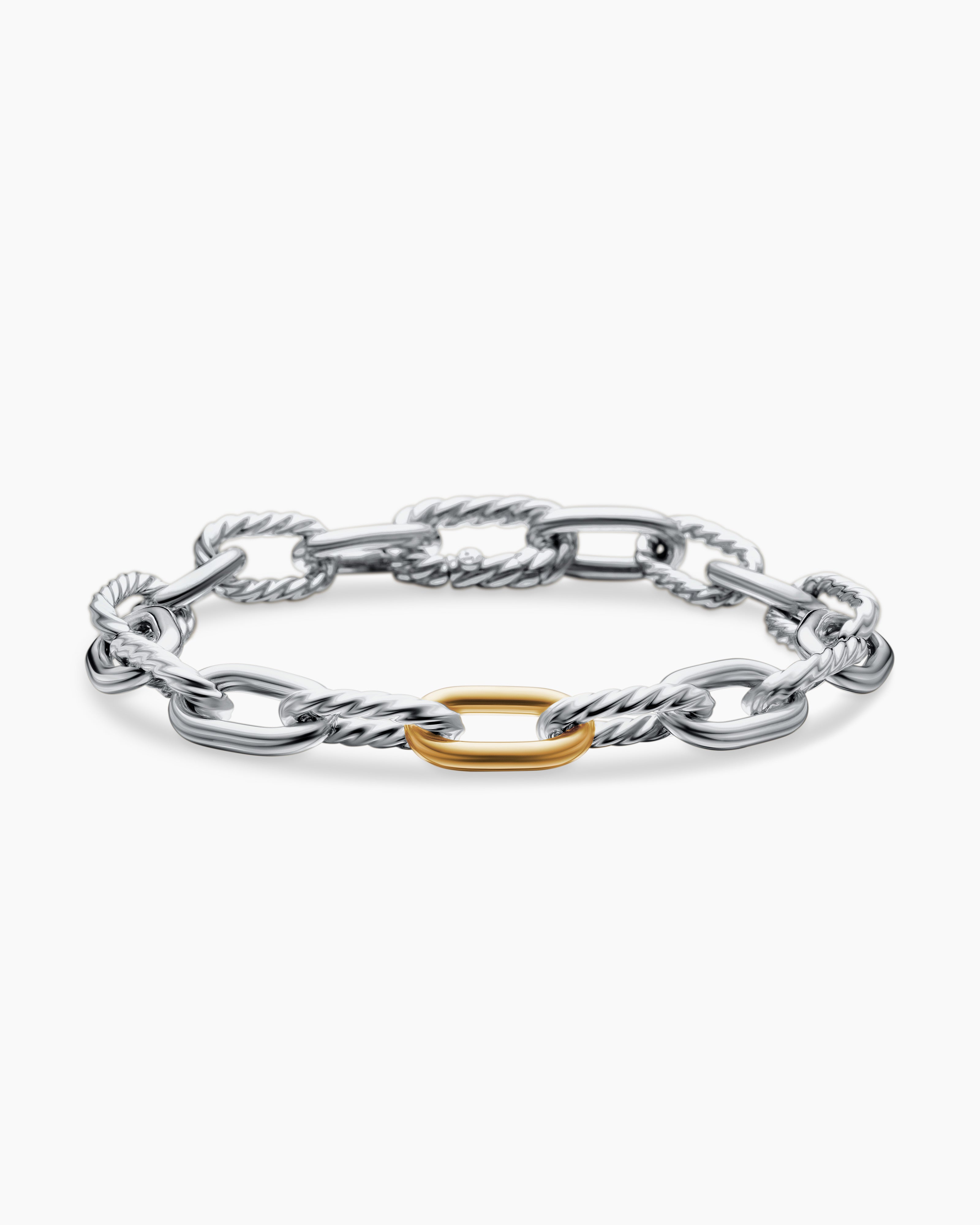 Bracelet cha&icirc;ne DY Madison en argent sterling avec or jaune 18 carats, 8,5 mm femmes 