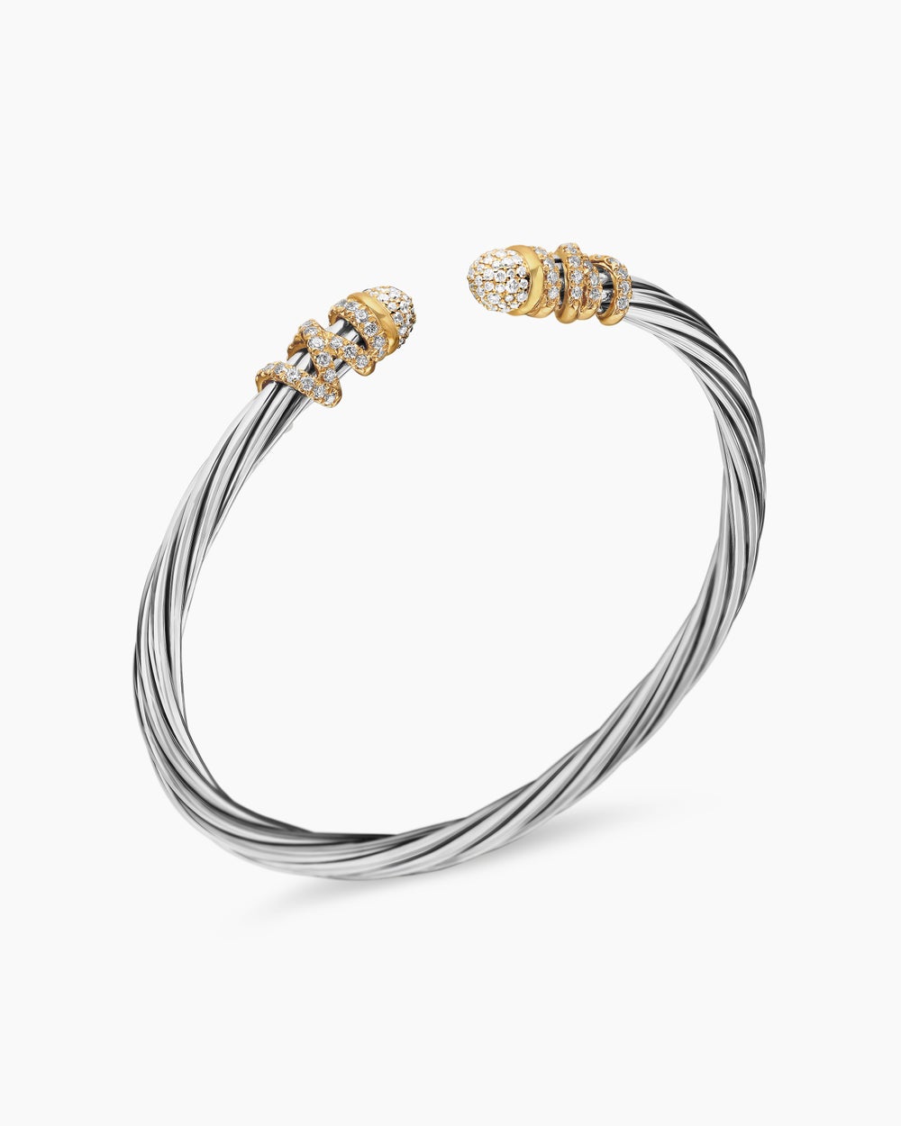 Womens Helena Bracelet in Sterling Silver with 18K Yellow Gold and Diamonds, 4mm